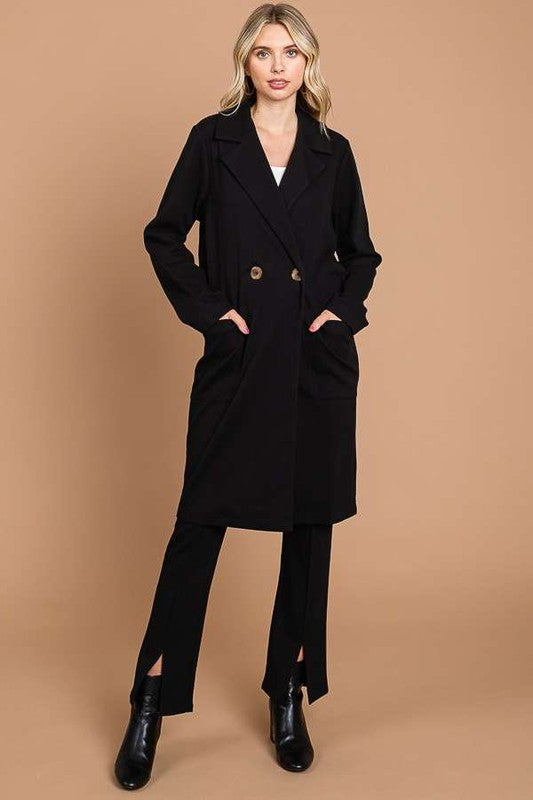 Striped Open Front Coat - Stylish