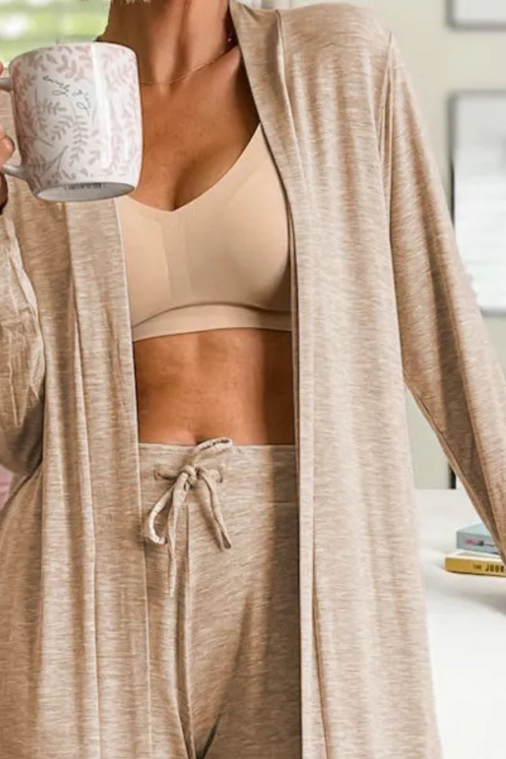 Open Front Long Sleeve Cardigan Set