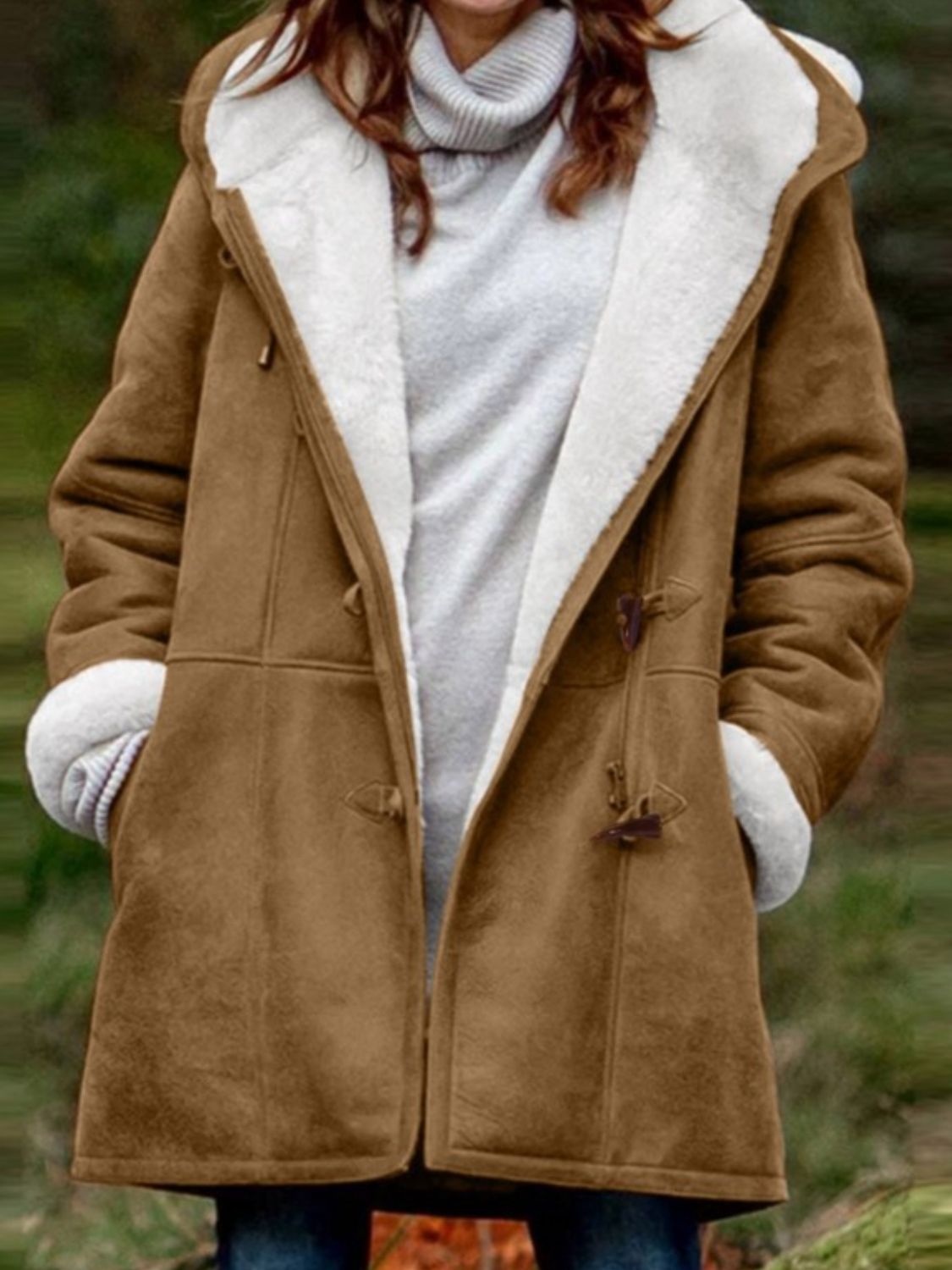 Pocketed Hooded Toggle Jacket