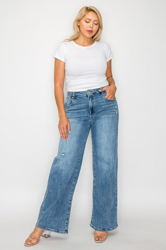 bytos High Rise Wide Leg Jeans Pocket