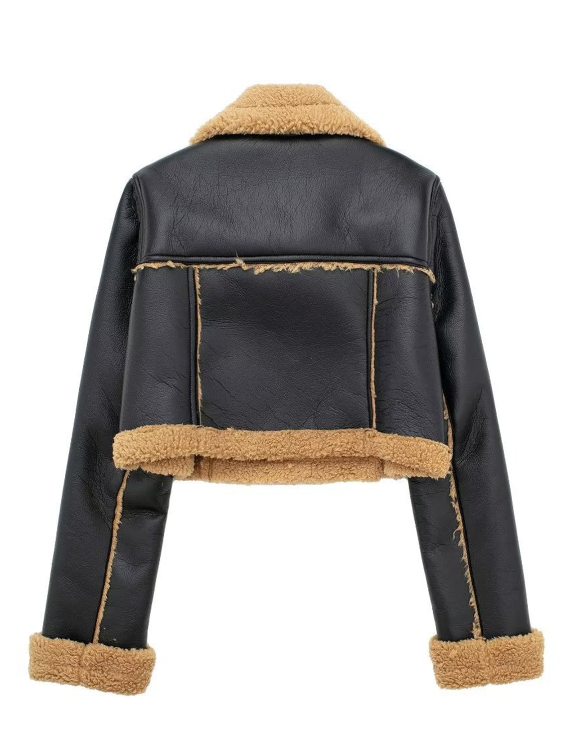 Collared Plush Cropped Jacket