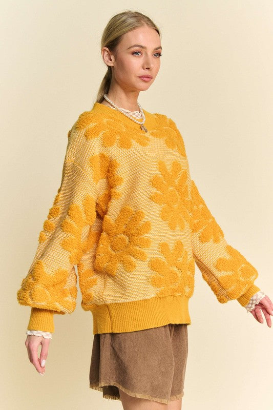 Flower Texture Sweater - Feminine