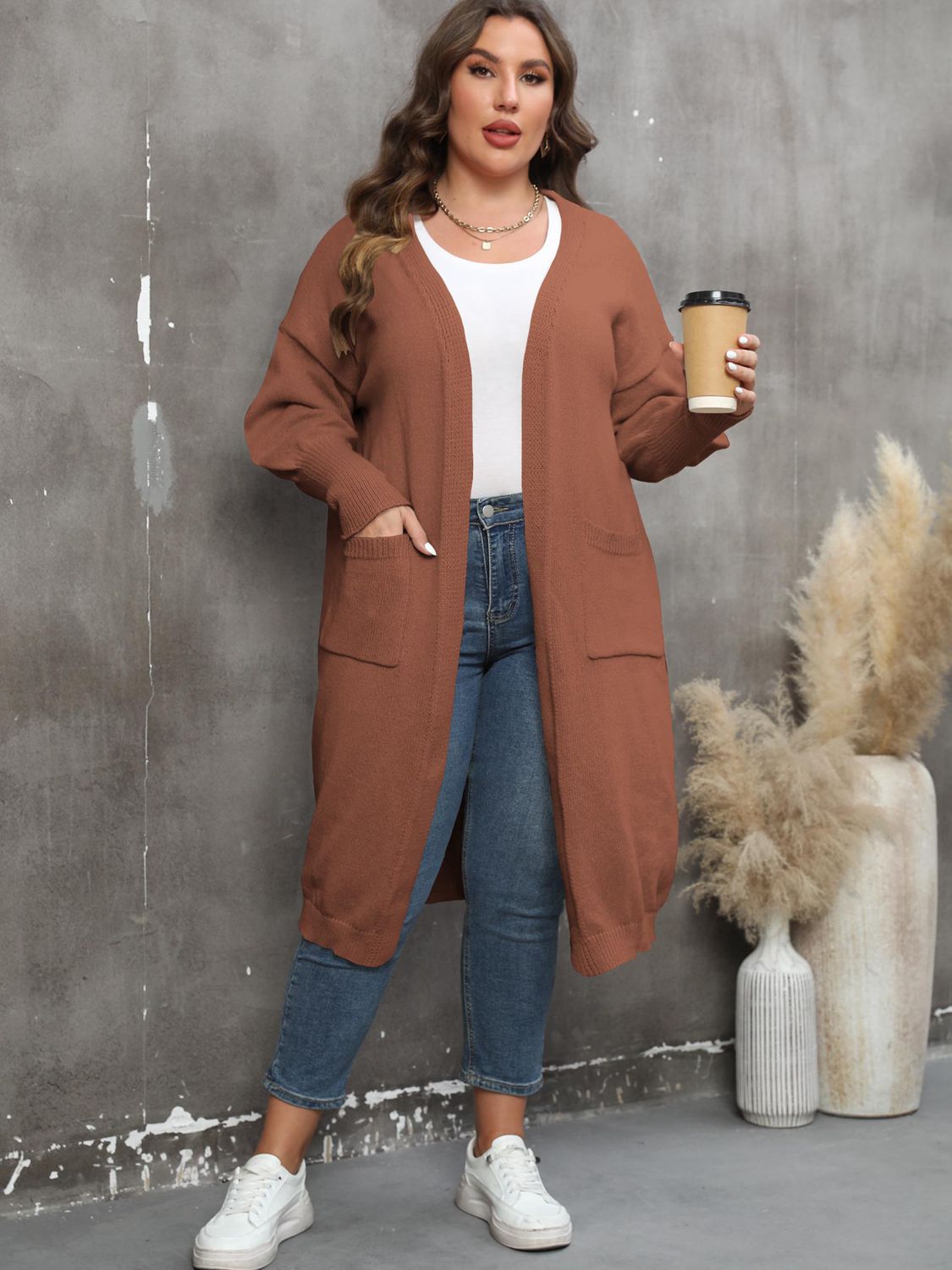 Plus Size Long Sleeve Cardigan