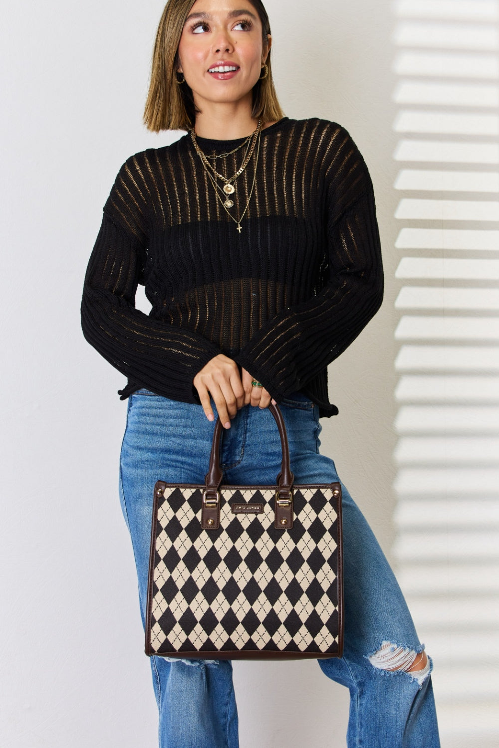 David Jones Argyle PU Leather Handbag