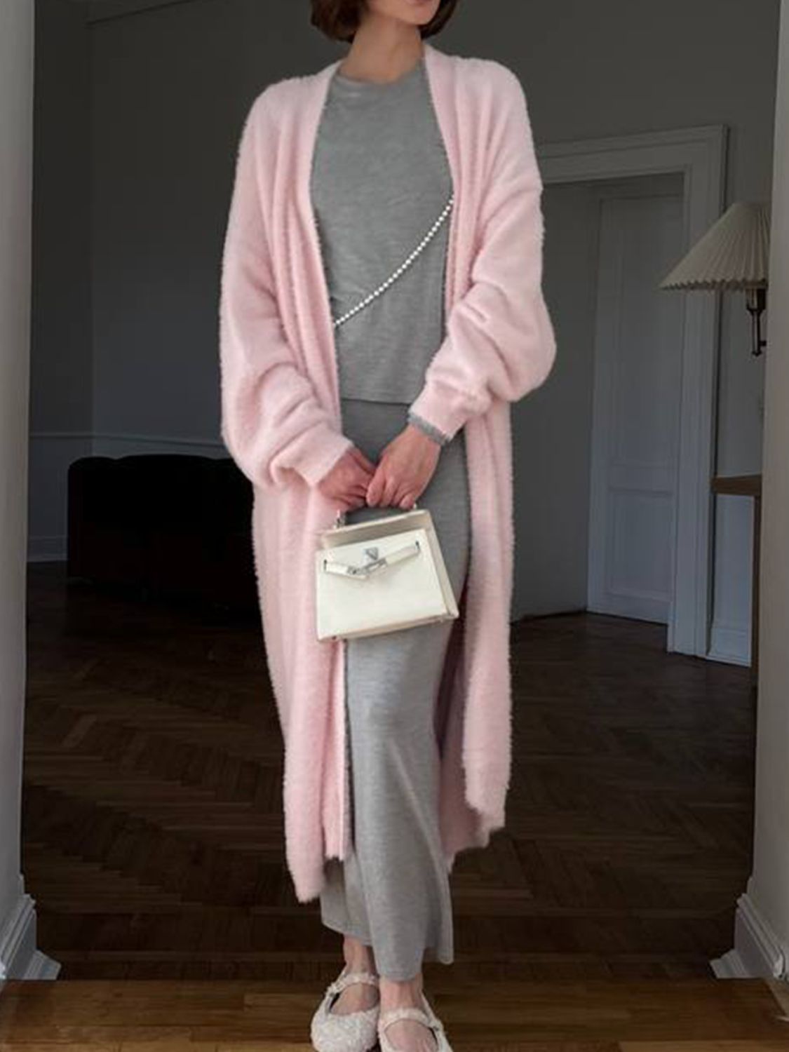 Fuzzy Open Front Solid Cardigan