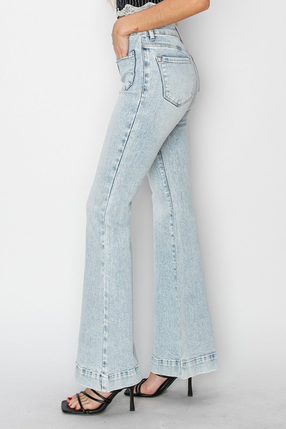 High Rise Patch Pocket Flare Jean