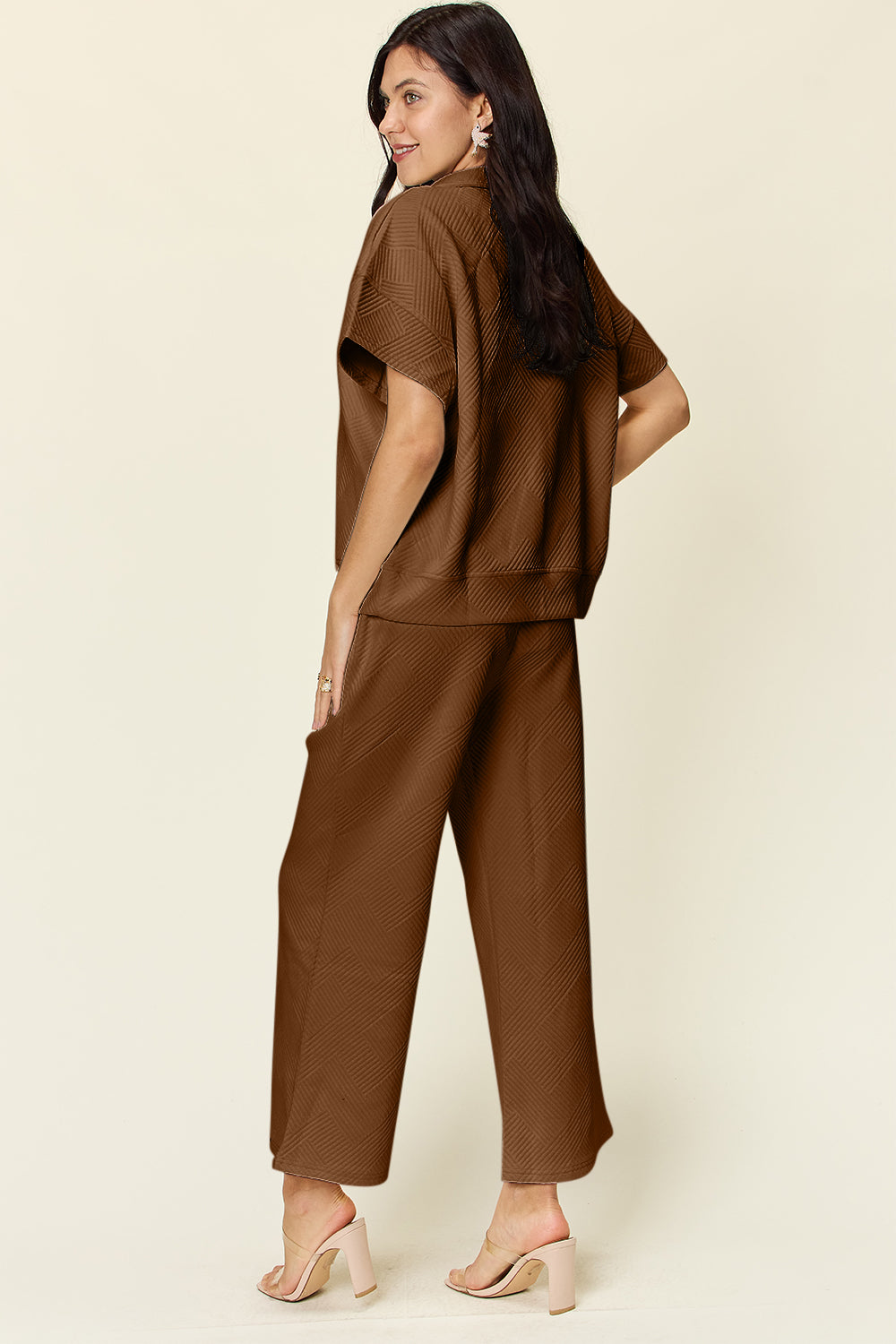 Double Take Half Zip Top & Pants Set