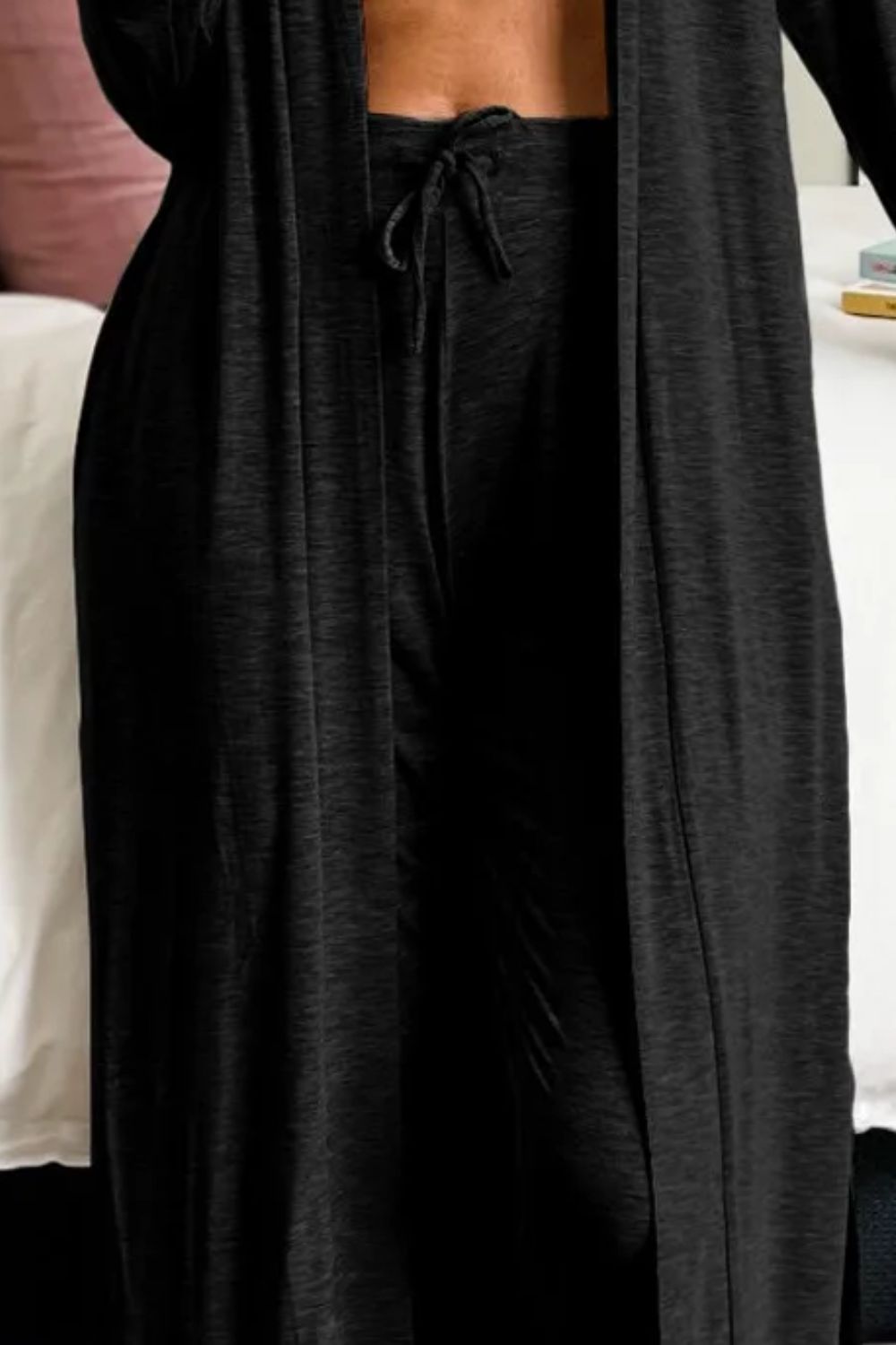 Open Front Long Sleeve Cardigan Set