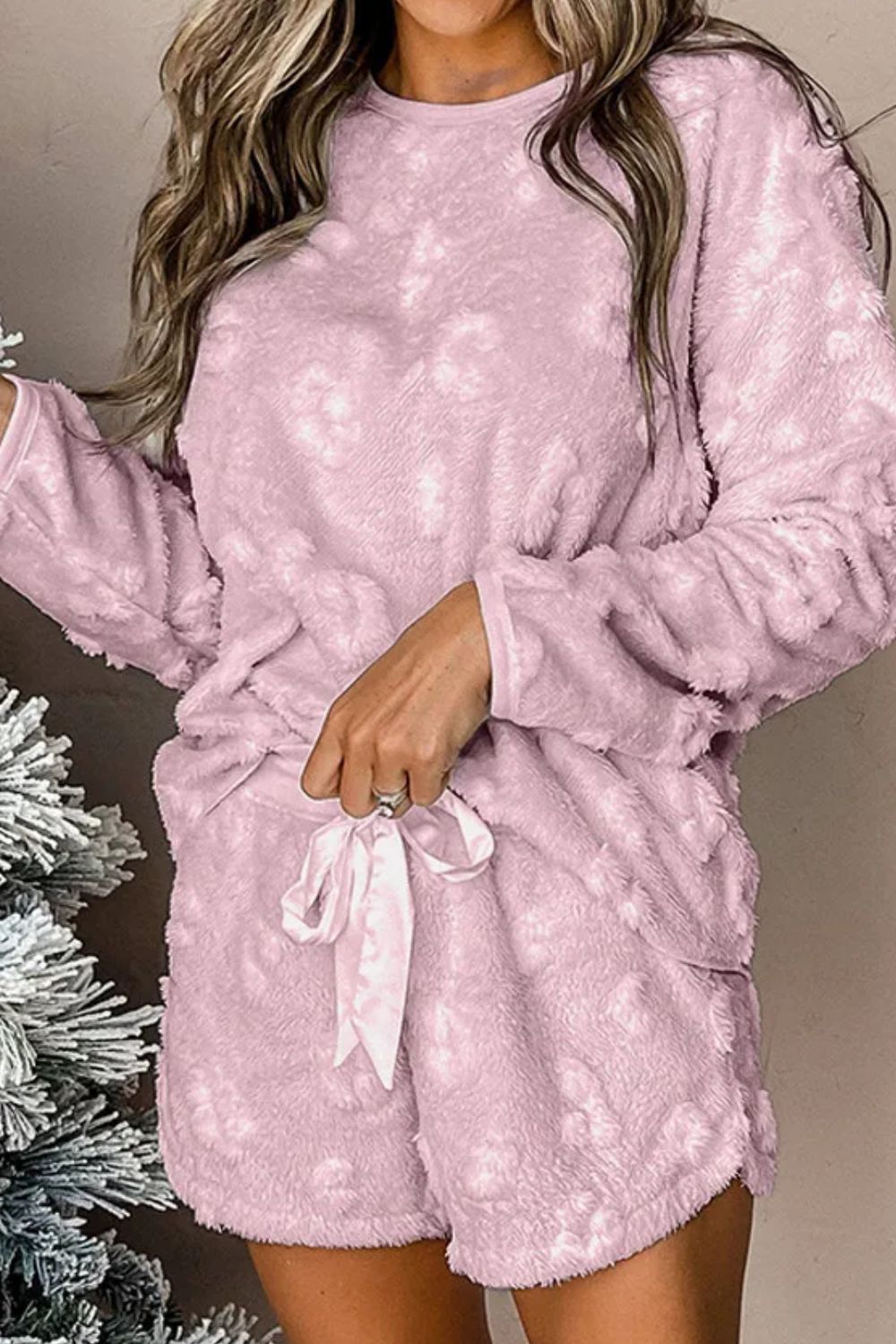 Round Neck Top & Shorts Lounge Set