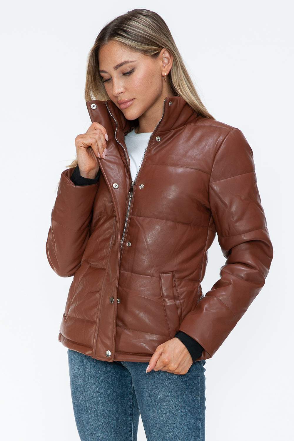 Pocketed Zip Up Turtleneck Puffer