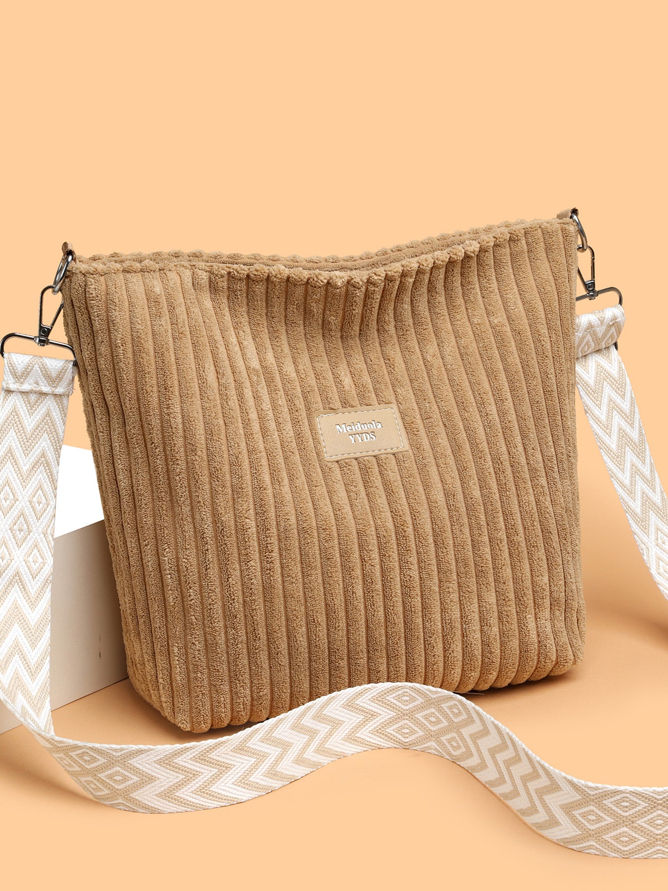 Corduroy Crossbody Removable Strap Bag