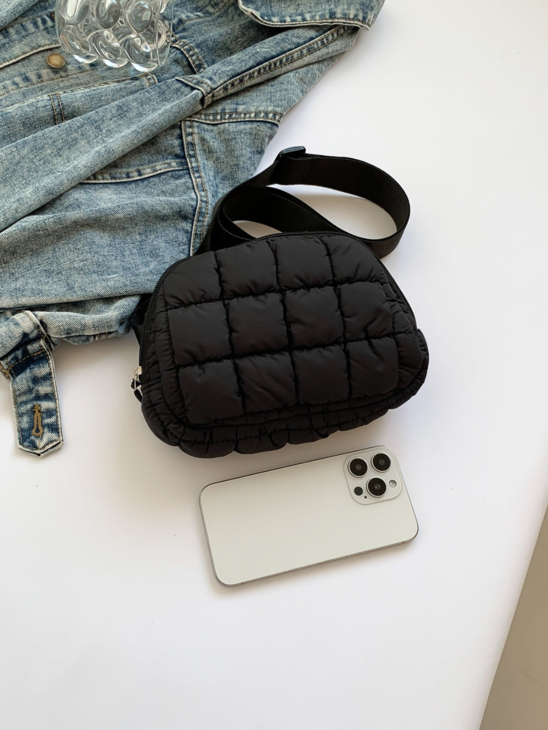 Bubble Texture Adjustable Crossbody Bag