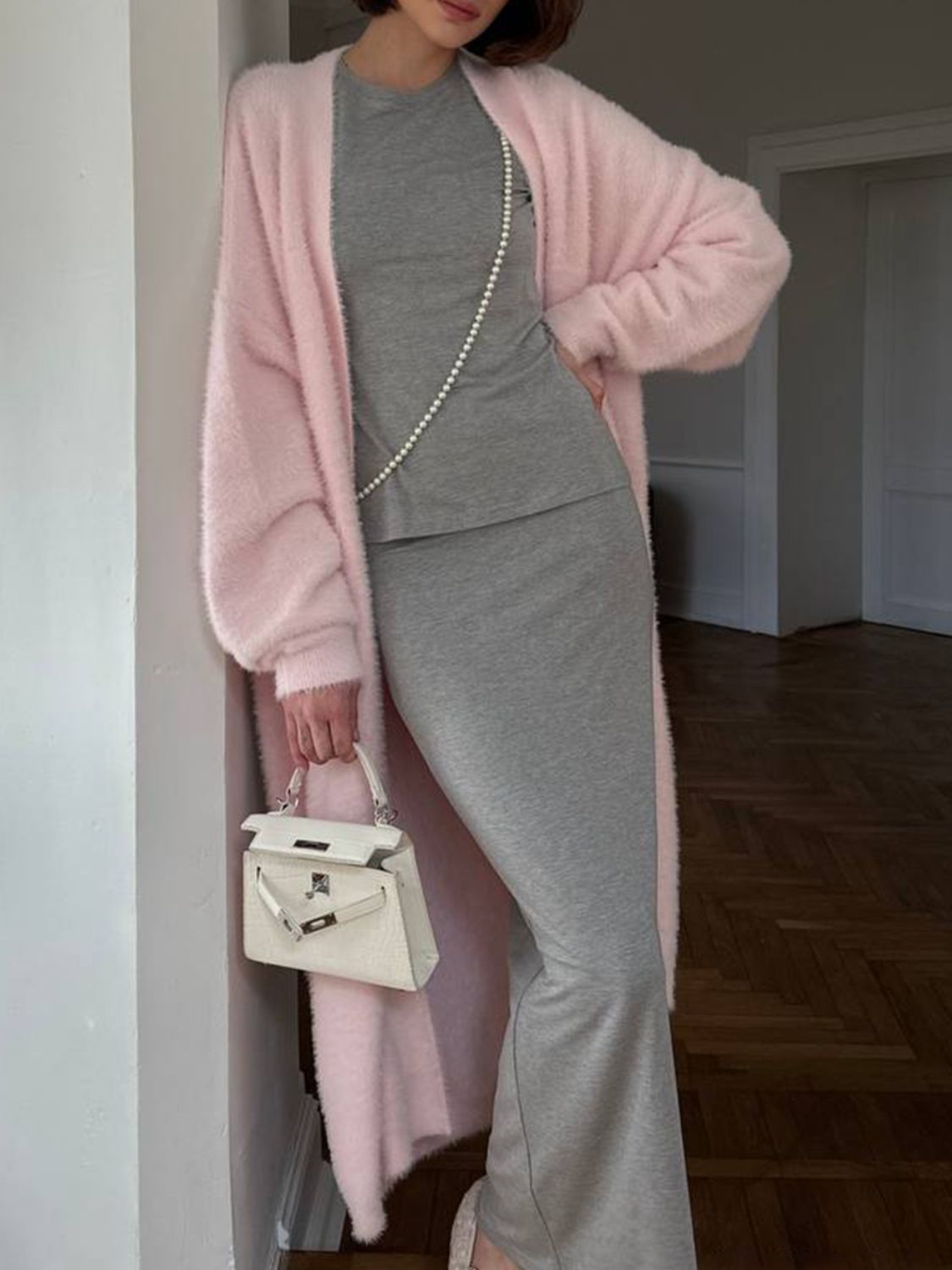 Fuzzy Open Front Solid Cardigan