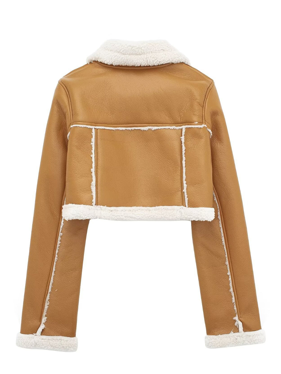 Collared Plush Cropped Jacket