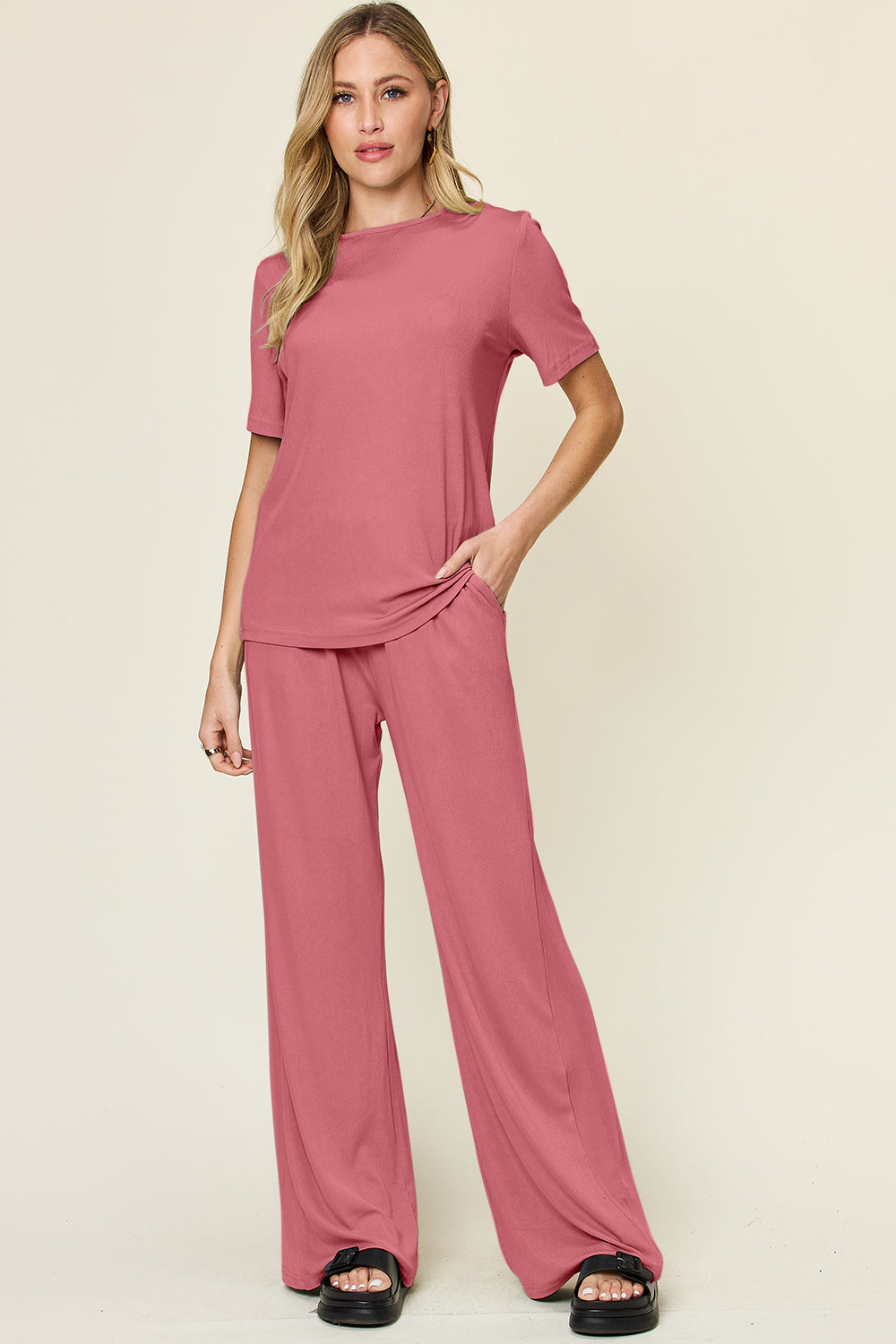 Double Take T-Shirt & Wide Leg Set