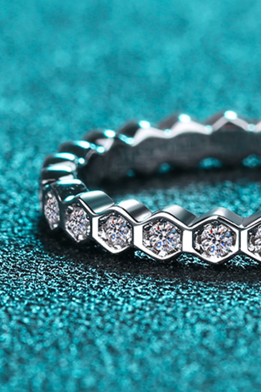 Moissanite Sterling Silver Eternity Ring