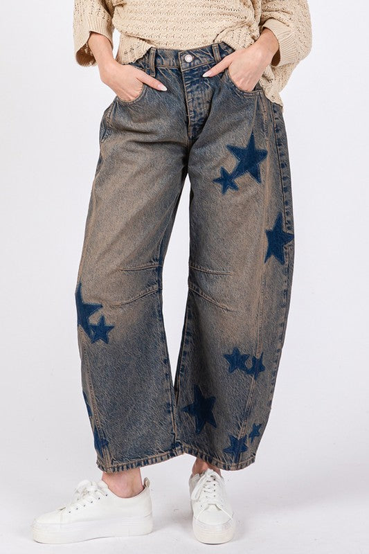 SAGE + FIG Star Wide Leg Jeans Pocket