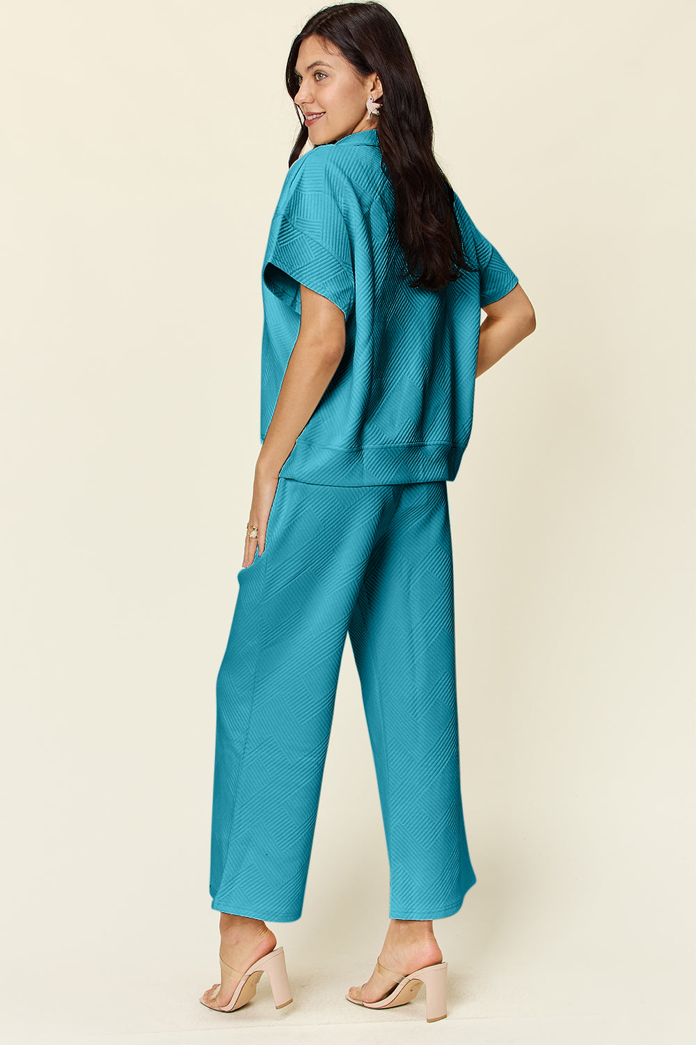 Double Take Half Zip Top & Pants Set