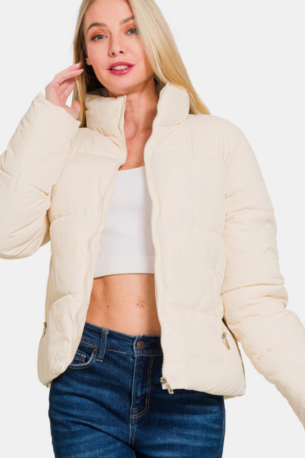 Zenana Turtleneck Puffer w/ Pockets