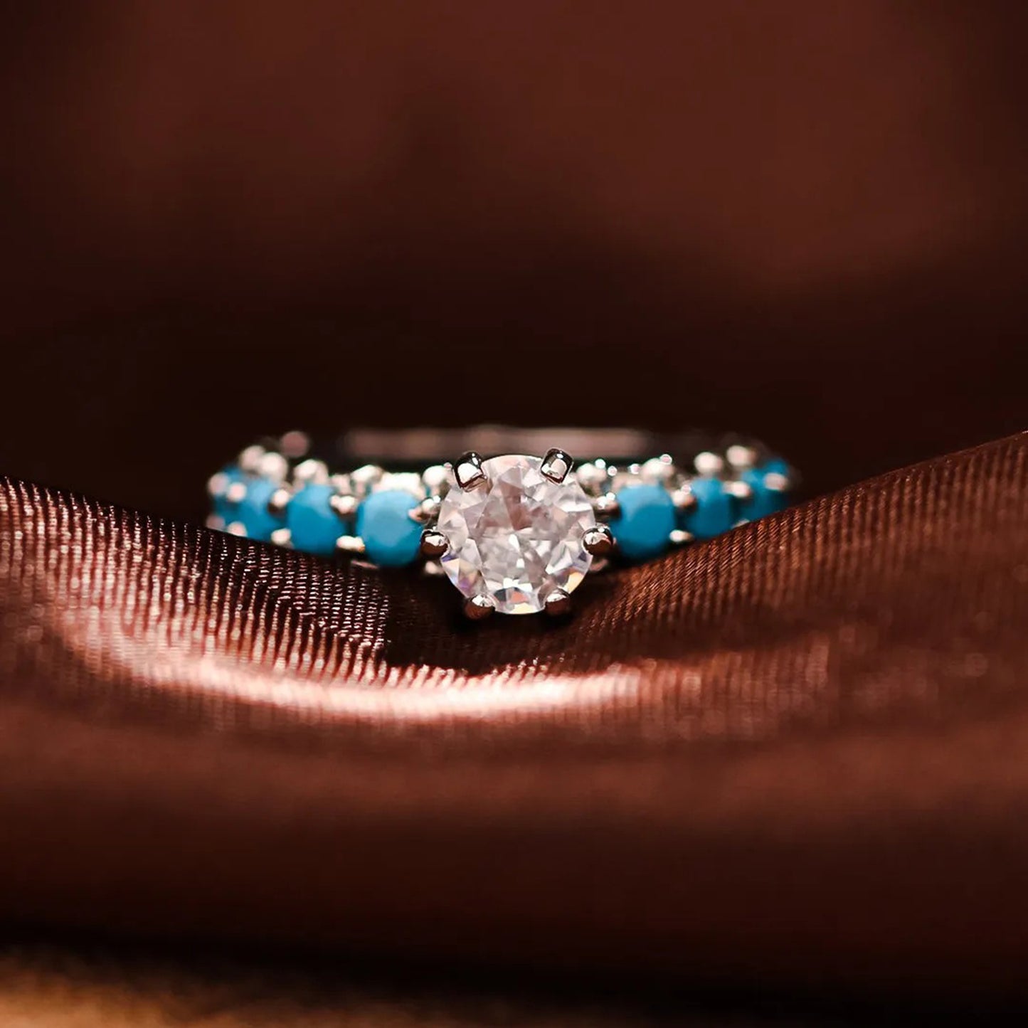 Turquoise Zircon Sterling Silver Ring