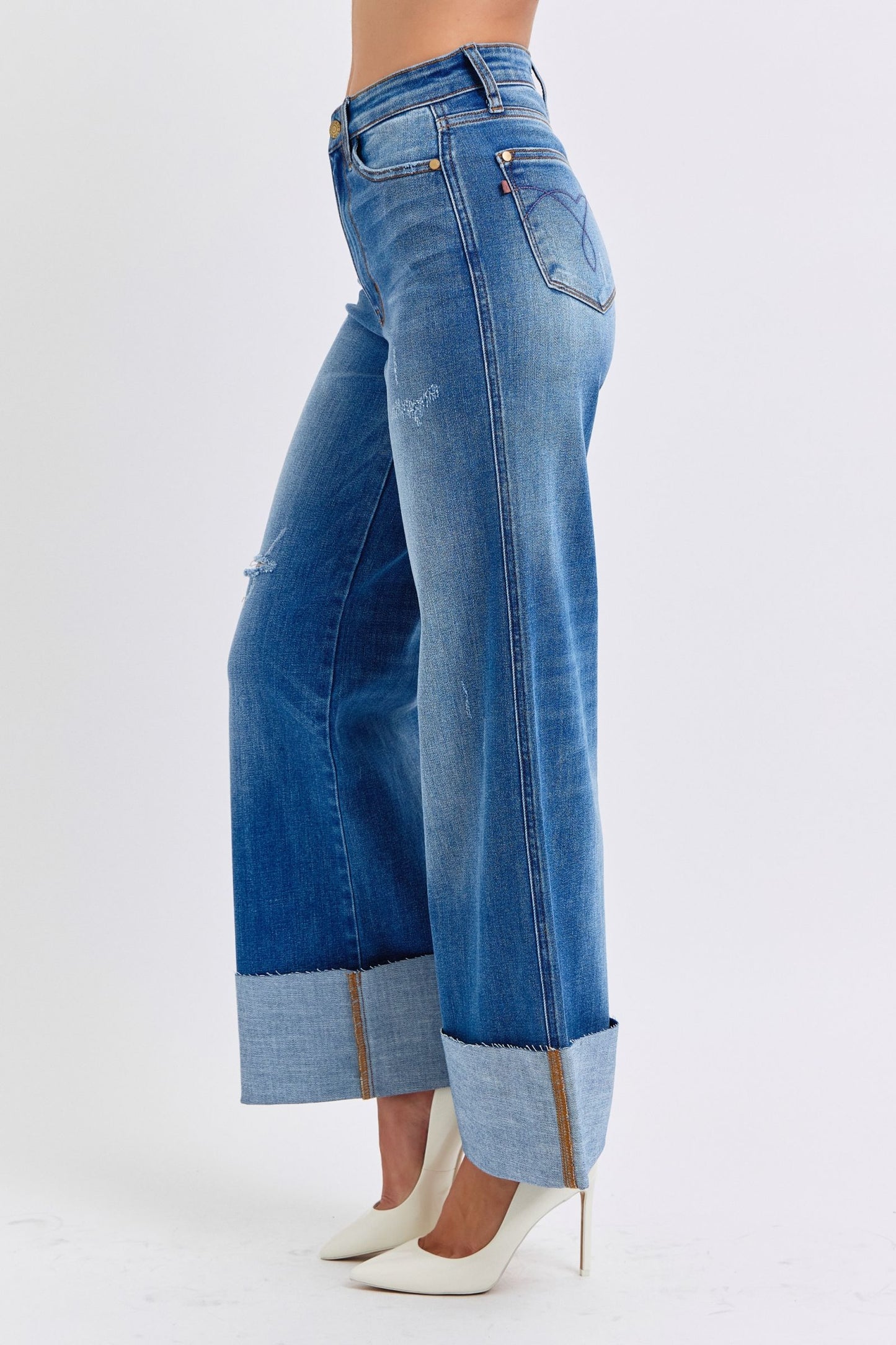 Judy Blue Distressed Wide Leg Jeans