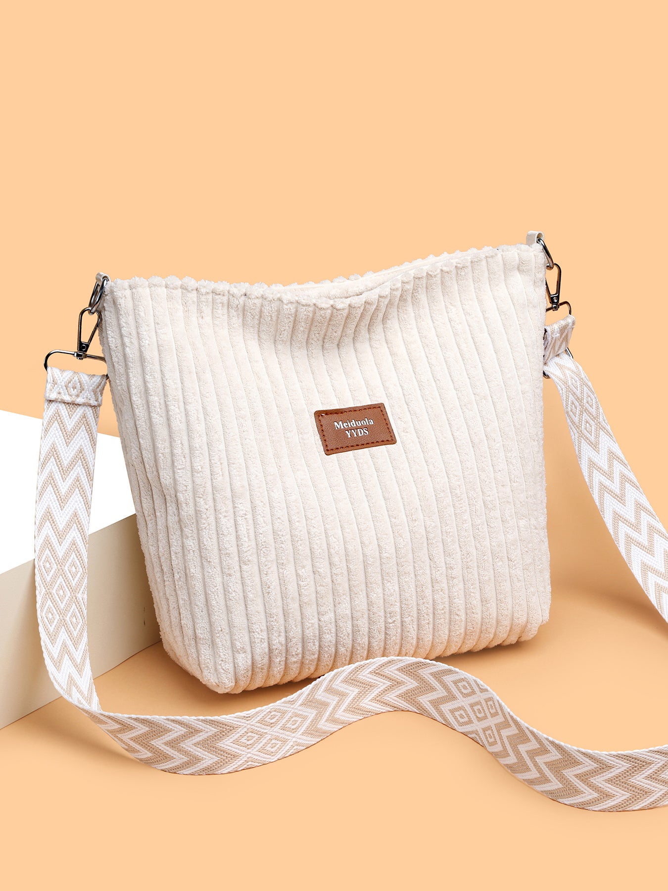 Corduroy Crossbody Removable Strap Bag