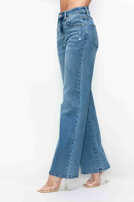 bytos High Rise Wide Leg Jeans Pocket