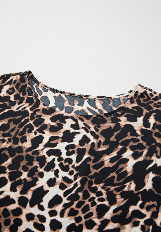 Contrast Trim Leopard Top Pants Set