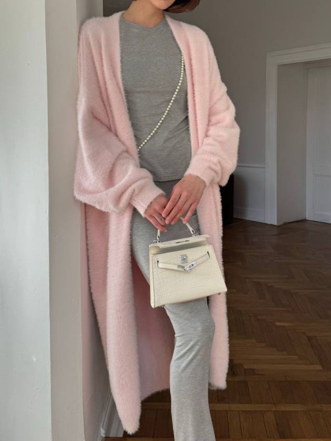 Fuzzy Open Front Solid Cardigan