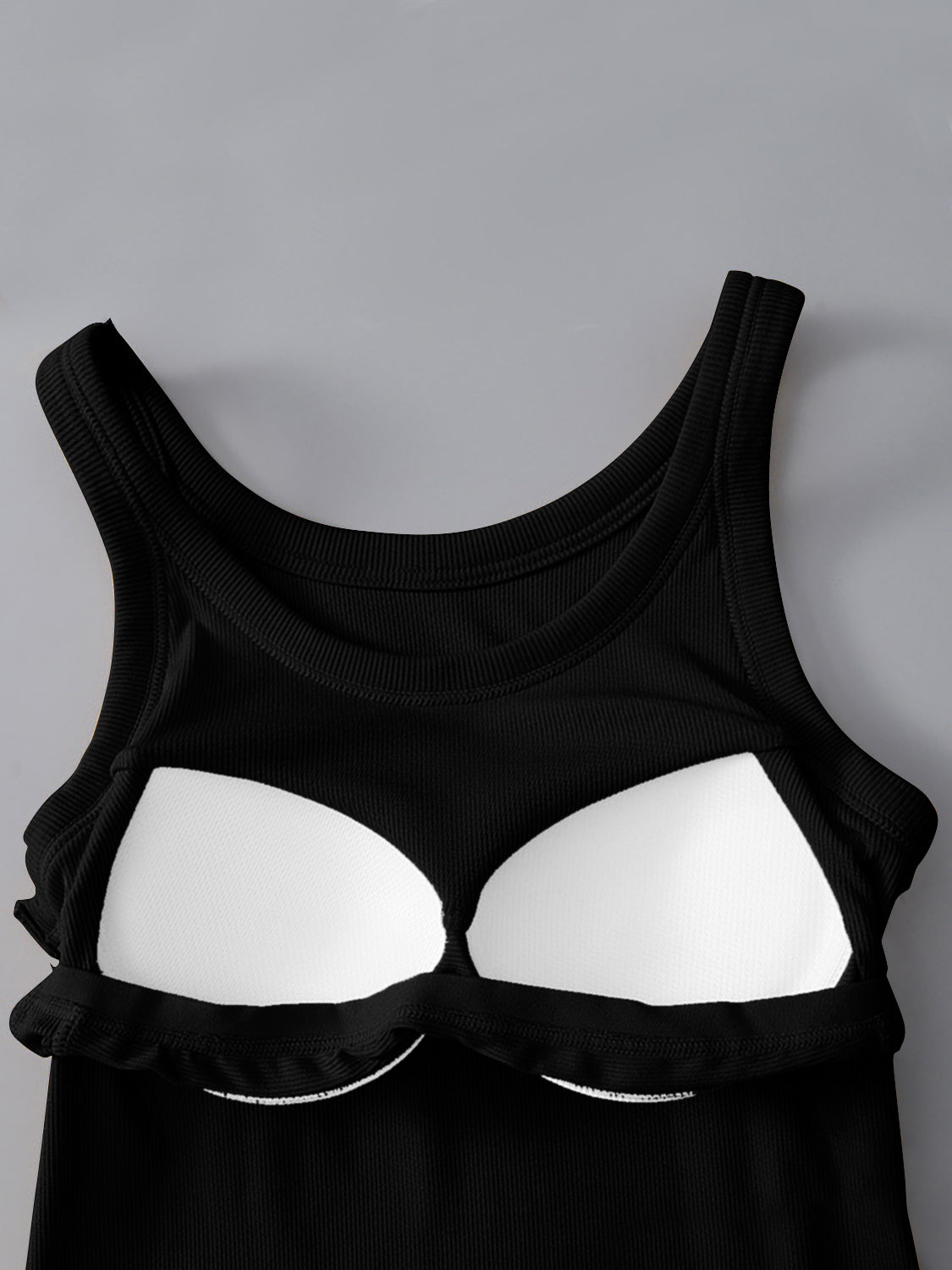 Round Neck Tank with Bra - Support