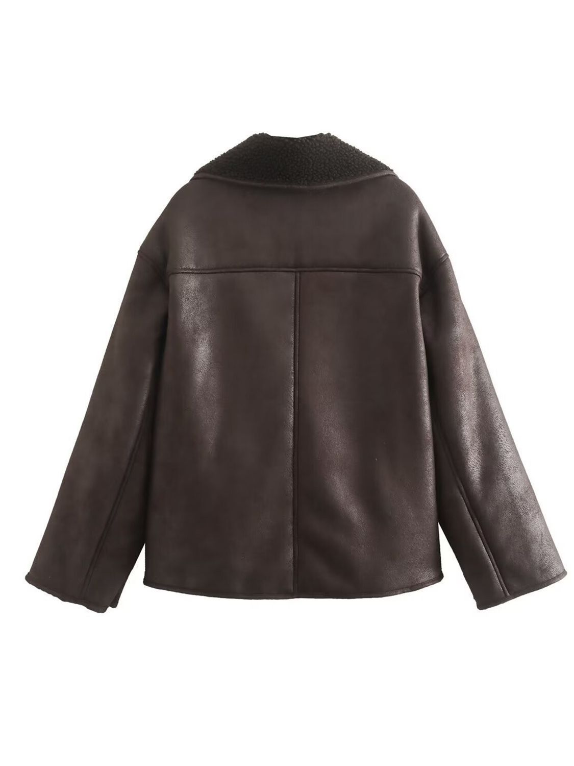 Collared Long Sleeve Plush Jacket