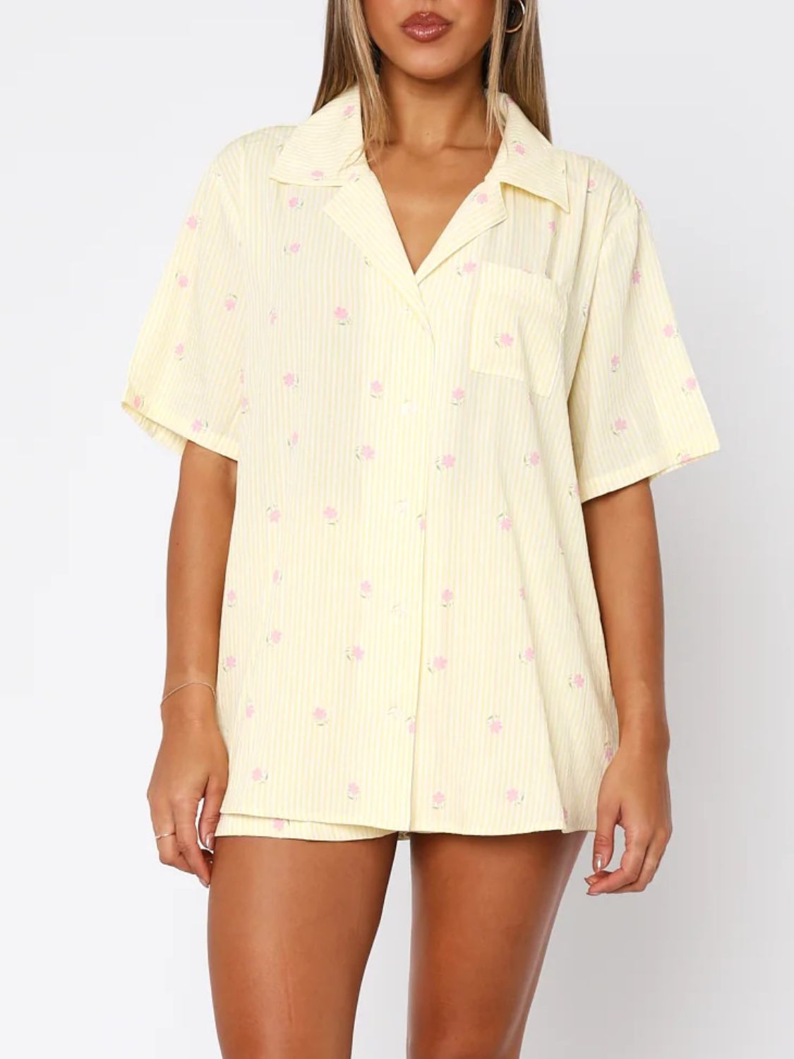Valentine's Printed Collared Top Shorts