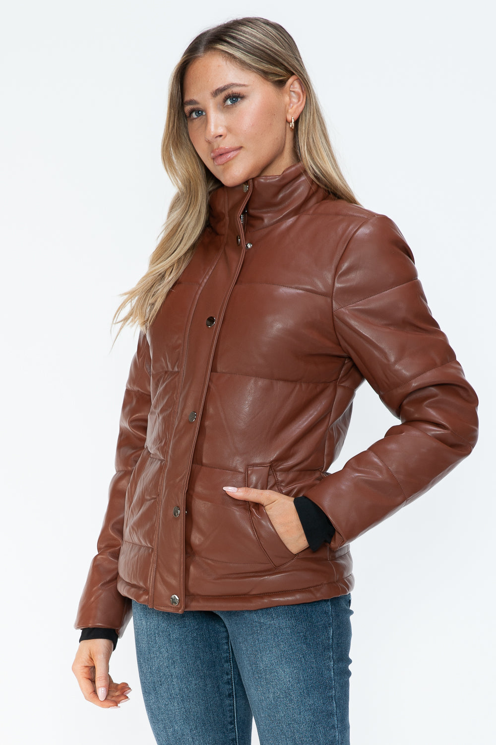 Pocketed Zip Up Turtleneck Puffer
