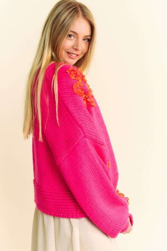 Floral Open Front Cardigan - Davi