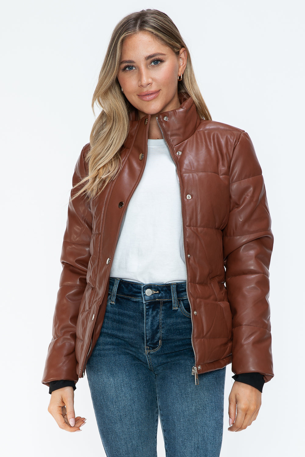 Pocketed Zip Up Turtleneck Puffer