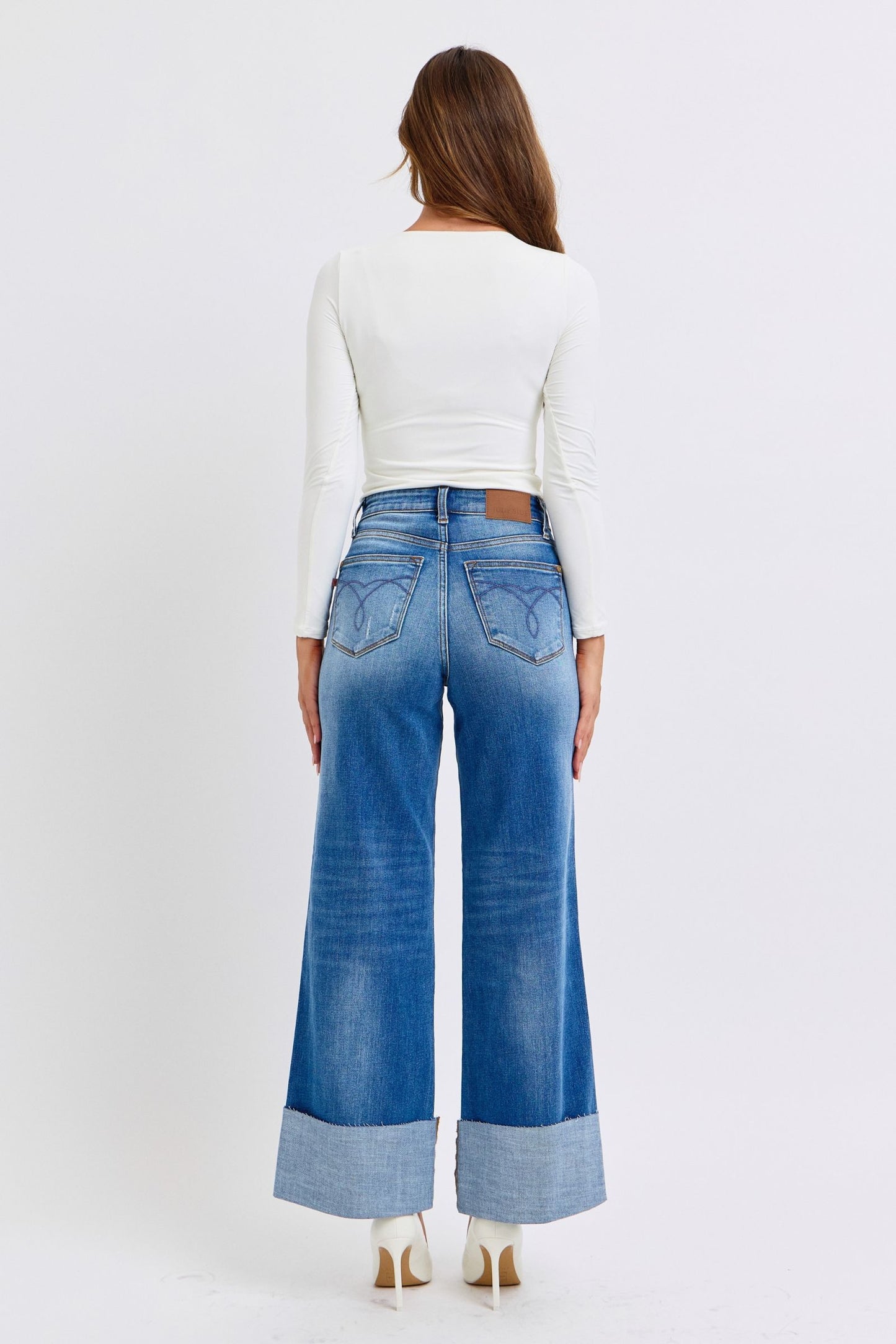 Judy Blue Distressed Wide Leg Jeans