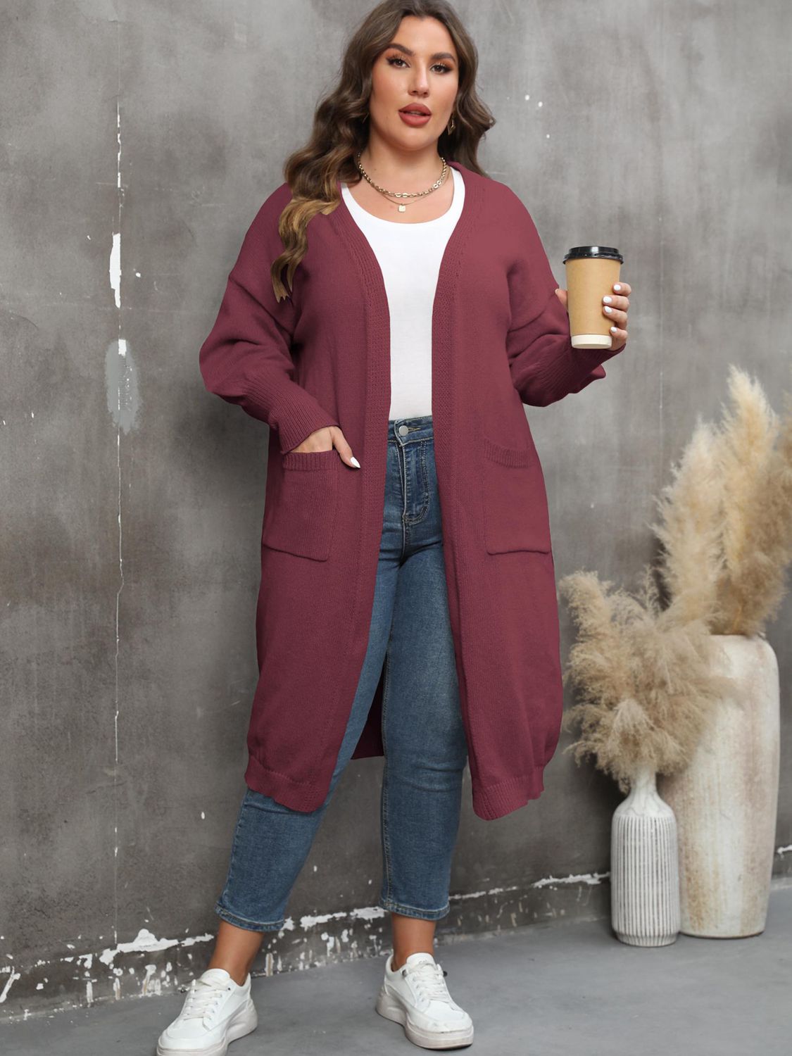 Plus Size Long Sleeve Cardigan