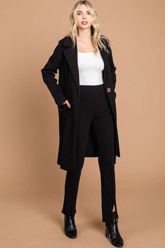 Striped Open Front Coat - Stylish
