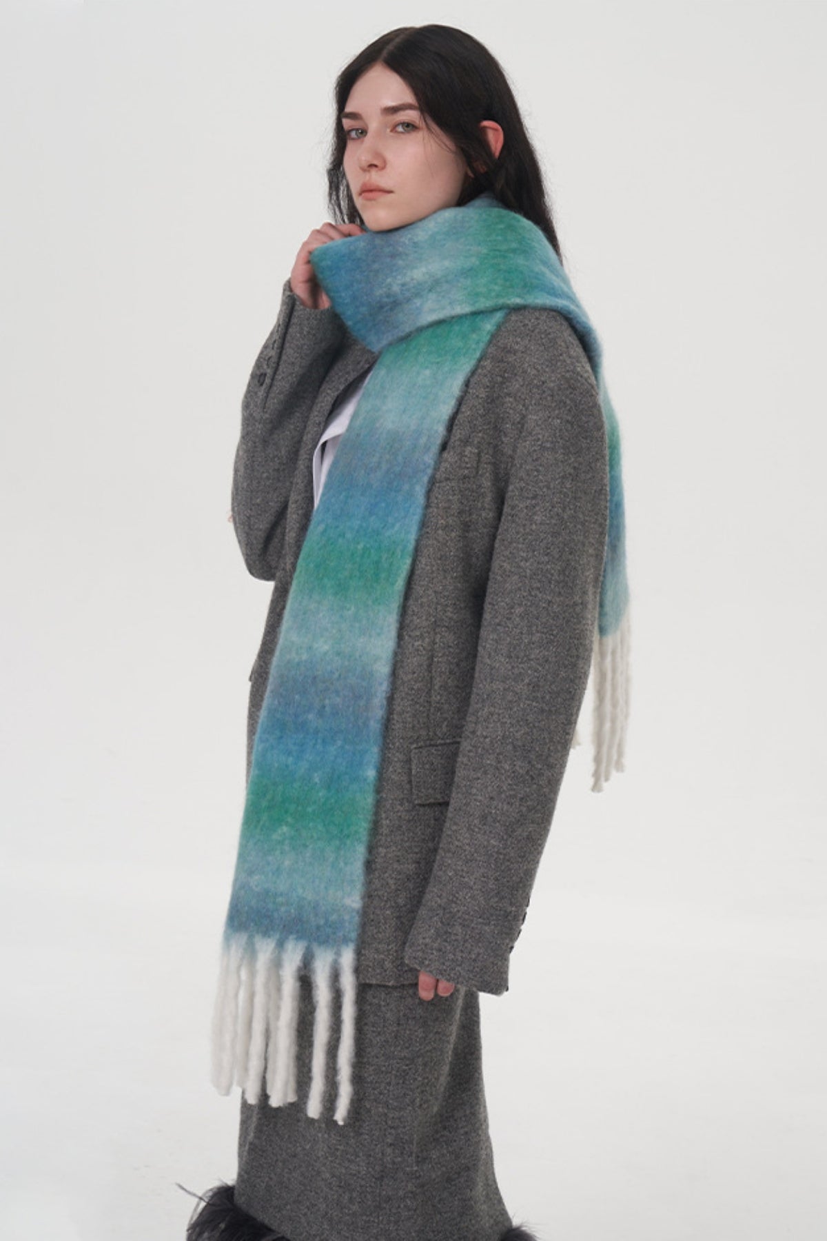 Fringe Plaid Polyester Scarf - Style
