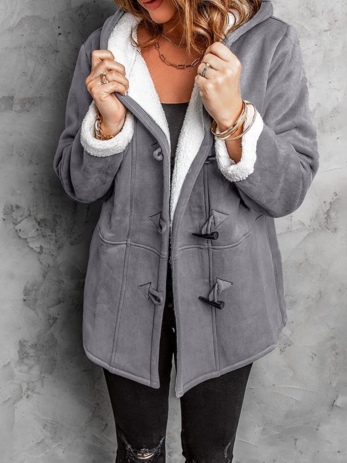 Pocketed Hooded Toggle Jacket