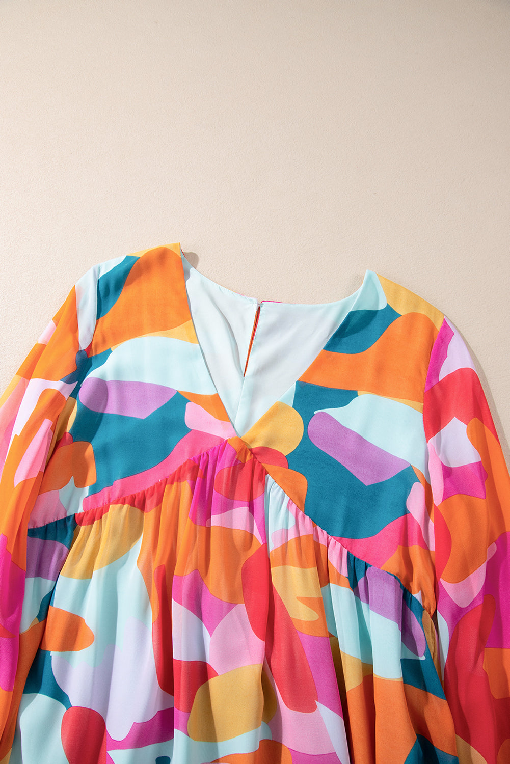 Ruffle Hem Color Block V-Neck Dress