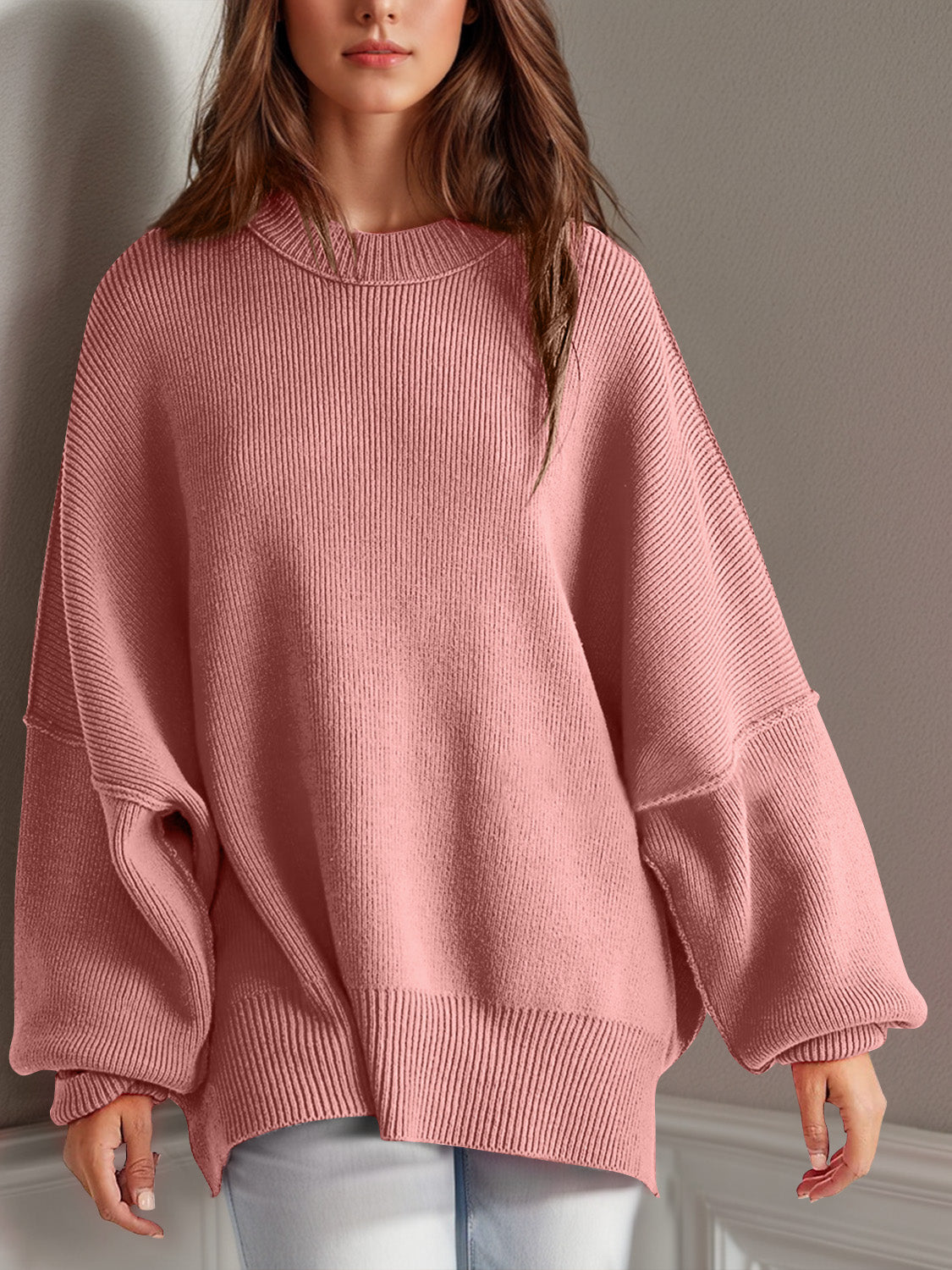 Double Take Side Slit Long Sleeve Top