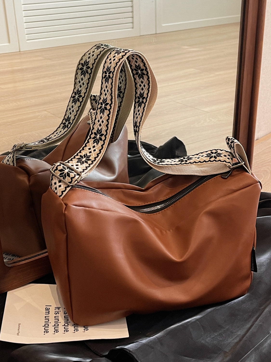 PU Leather Adjustable Crossbody Bag
