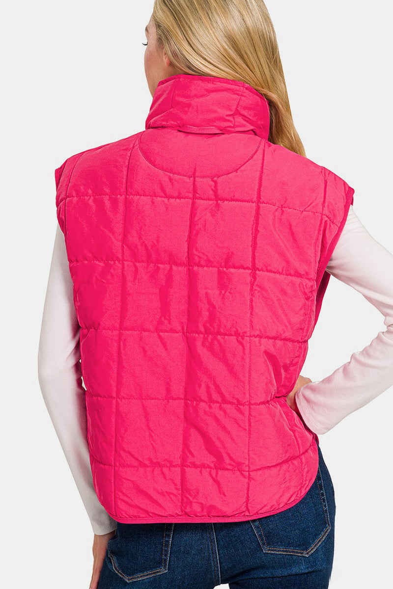 Zenana Zip Up Cropped Puffer Vest