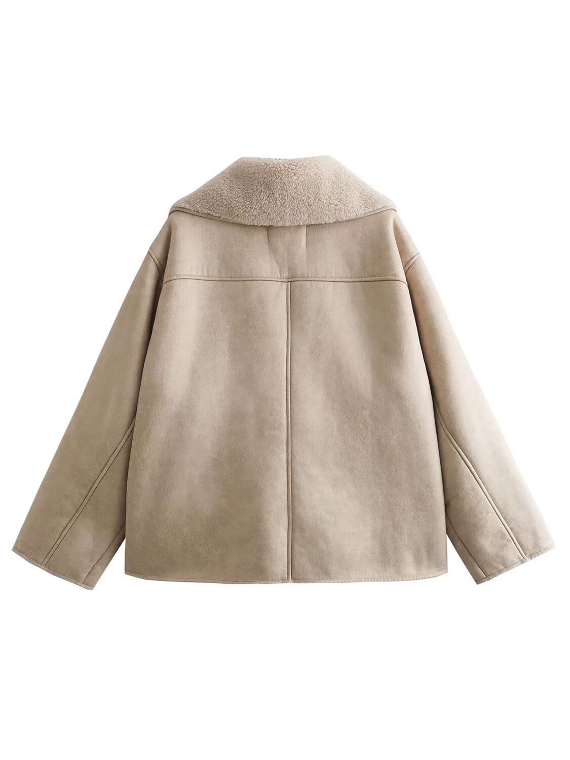 Collared Long Sleeve Plush Jacket