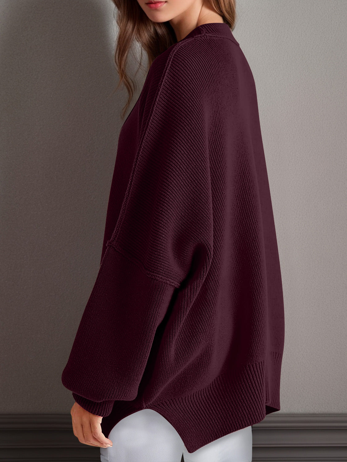 Double Take Side Slit Long Sleeve Top