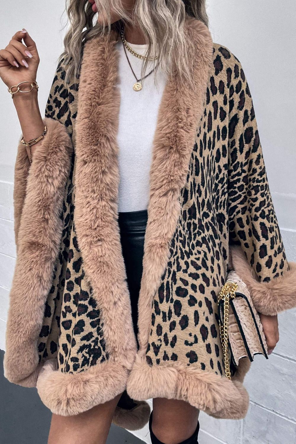 Leopard Open Front Poncho One Size