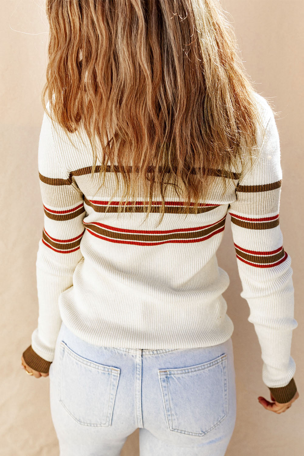 Contrast Stripe Knit Top - Stylish