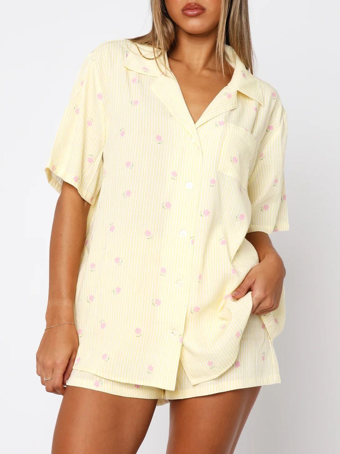 Valentine's Printed Collared Top Shorts