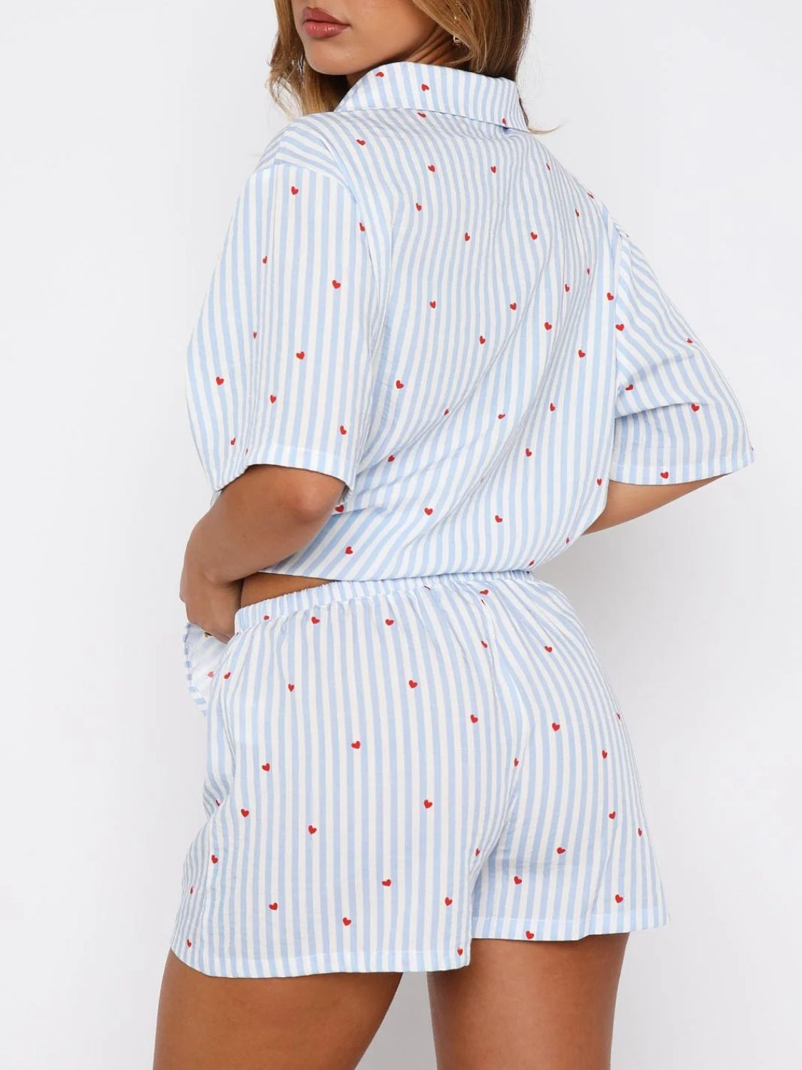 Valentine's Printed Collared Top Shorts